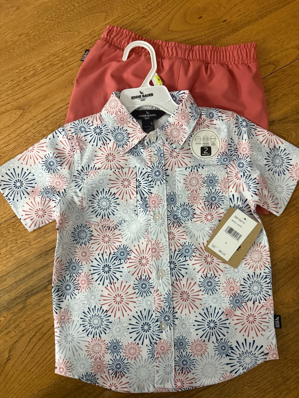 Eddie Bauer Boys Polo & Coral Drawstring Shorts Set - Picture 7 of 10